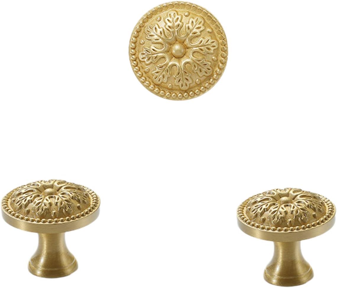 Tnbccxn 7 Copper Color 35*30Mm Cabinet Handles, Cabinet Handles,2 Pcs Fancy Embossed Pure Copper Knob(7 Copper Color 35 * 30Mm)