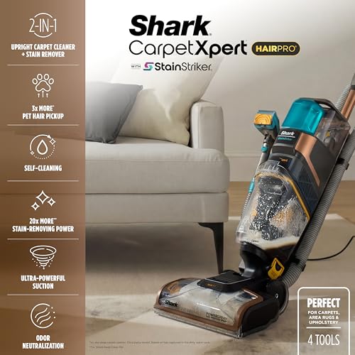 Shark CarpetXpert HairPro | Upright Carpet, Area Rug & Upholstery Cleaner | StainStriker Handheld Tough Stain Remover & Onboard Self Clean | Pet Hair Pickup & Odor Removal | 4 Tools | Copper | EX301 by Shark - Image 2