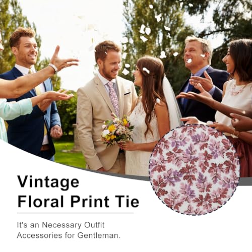 Image of Luckyvestir Mens Ties, Sage /Dusty Blue /Pink Floral Ties for Men, 2.76 inch Cotton Flower Necktie for Wedding /Groomsmen /Party