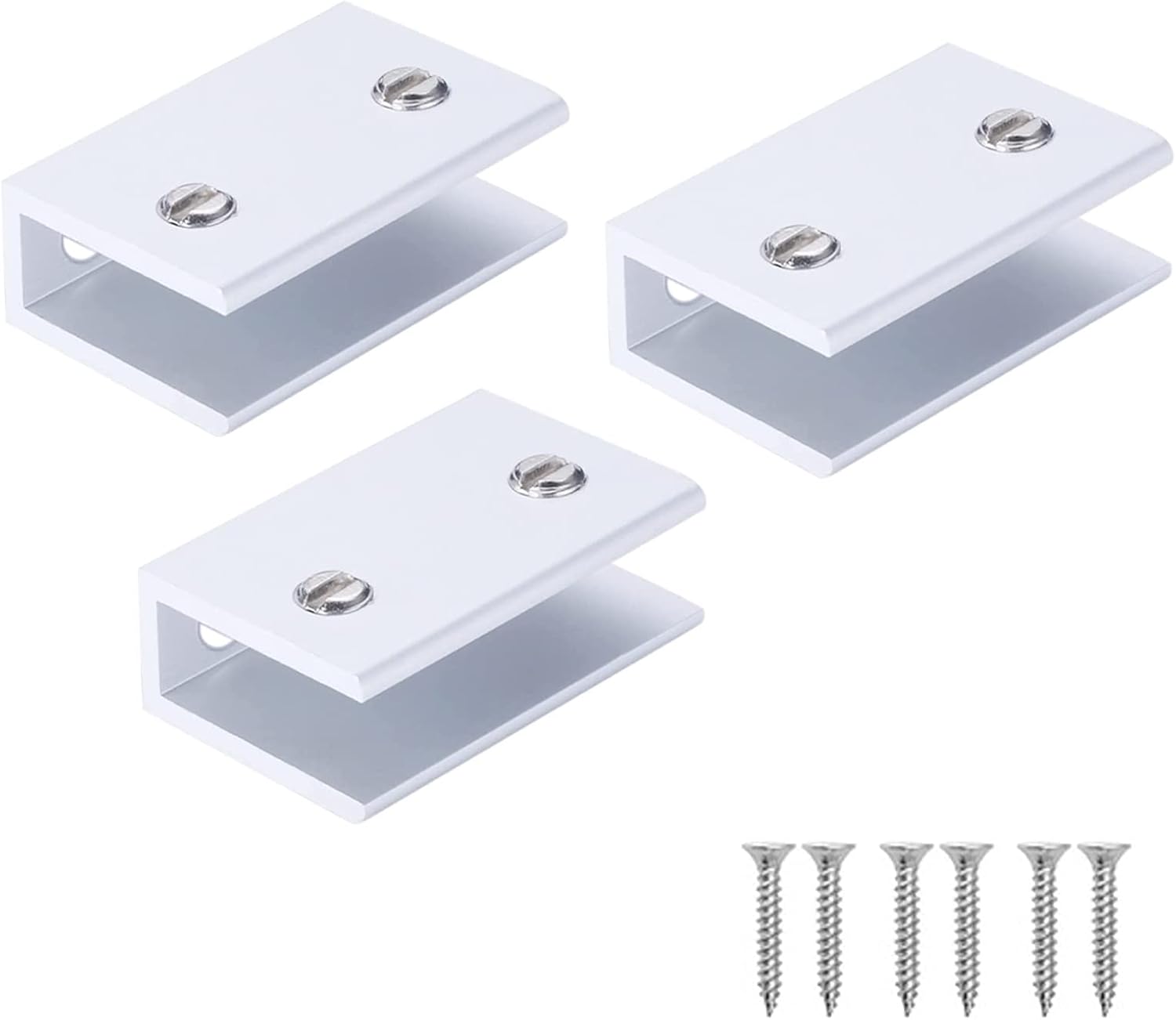3 Pcs Adjustable Glass Clips, Glass Holder, Aluminum Alloy Glass Shelf ，Support Bracket， Wall Mounted Bracket Silver for 0.3-0.4 inch (Silver for 0.3-0.4 inch, 一 Shape - 3 pcs)