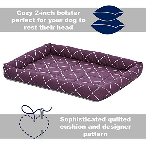 Image of Midwest Homes for Pets 40222-PLD Quiet Time Couture inchAshton inch Bolster Pet Bed, Small Dog /22 inch, Plum