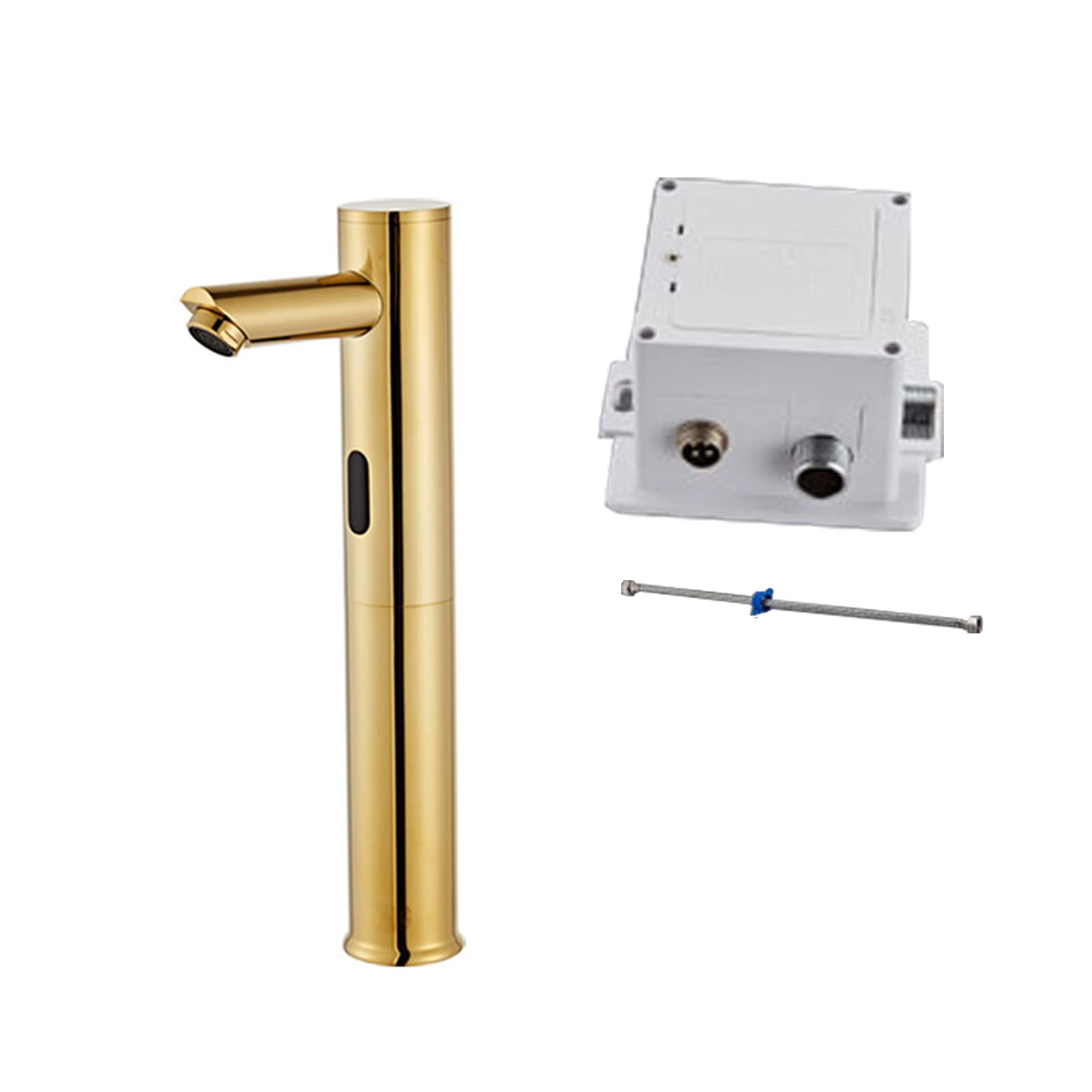 Grifo automático sin Contacto para Lavabo de baño - Elegante Grifo Mezclador Dorado, solución Inteligente para Lavabo de Agua fría, diseño Moderno y Alto para un Uso Sencillo.
