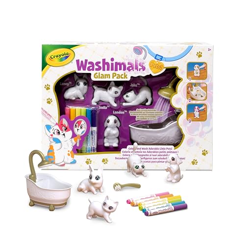 CRAYOLA — Washimals Mascotas, Set Baño Refrescante, Mascotas para Pintar y Lavar, Apto para Niños a Partir de 3 años