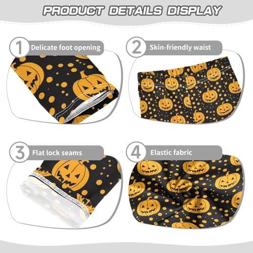Yellow Polka Dots Pumpkin Girls Leggings Soft Stretch Workout Yoga Dance Pants for Kids Casual Tights3