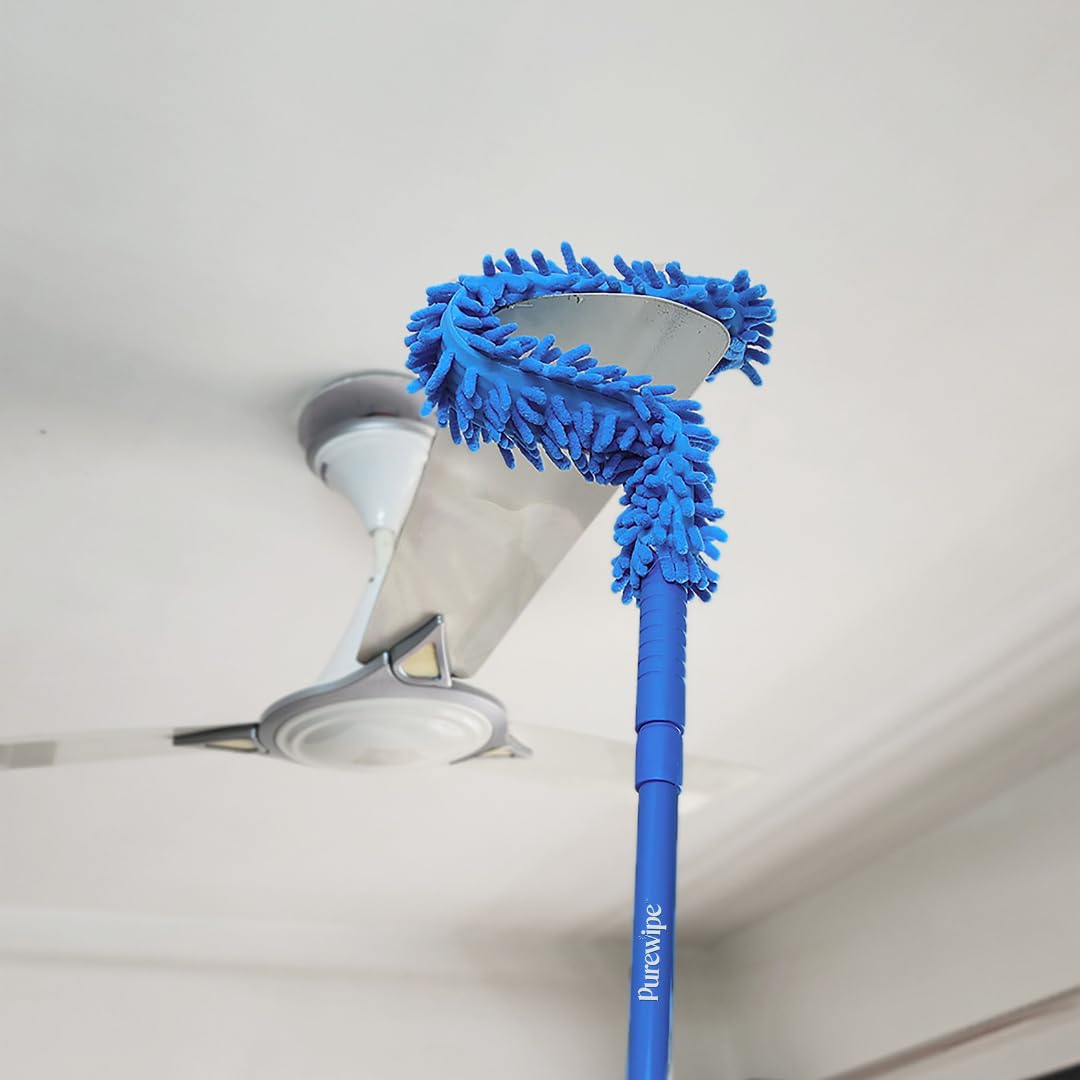 Purewipe Extendable Fan Cleaning Duster with 60'' inch Long Handle - Multi-Purpose Duster for Ceiling Fans, Walls | Microfiber Duster & Wall Mop for Home, Spider Web Cleaner Stick-image-38