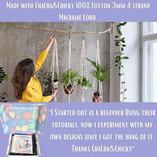 Chacha&Chicky Macrame Kit For Adults And Beginners -Make 16 Projects- Earrings, Plant Hangers, Shelf, Wall Hangings, Key Chain, Diy Home Décor Projects. Wooden Beads, Supplies And Soft 3Mm Cotton Cord #TOP5