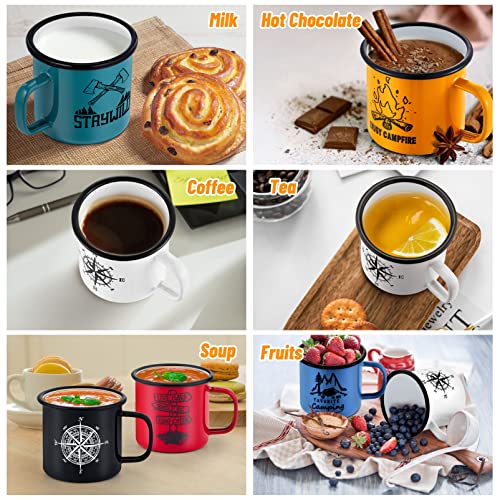 Teamfar 16 Oz Coffee Mug, Multi Colors Enamel Tea Mug Set Of 6, Camp Drinking Cups With Patterns For Milk Tea Beer, Non-Toxic & Portable, Lightweight & Durable, Wide Handle & Smooth Rim, Easy Clean #TOP2