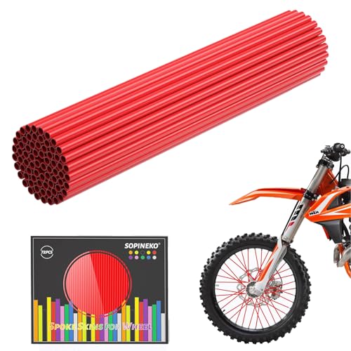 Image of 72Pcs Spoke Skins Covers Spoke Wraps Wheel Decoration for Motorcycle Bicycle Dirt Bike Wheelchair(Red)