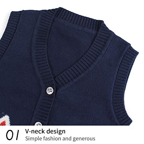 Cotton Bear Knit Baby Sweater Vest Sleeveless VNeck Infant Boys