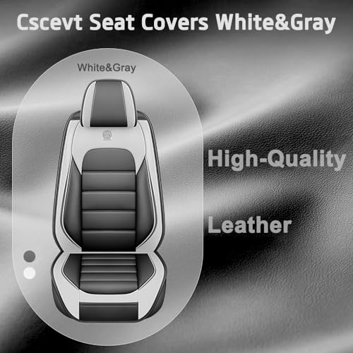 Image of Seat Covers for Subaru Outback 2006-2024,2PCS Nappa Leather Car Seat Covers,Waterproof Seat Protectors Auto Seat Covers,Breathable Nonslip Interior Cover Seats for Cars(White and Gray)
