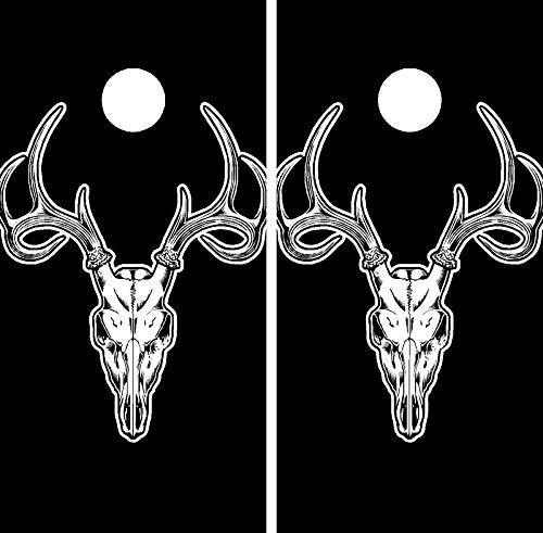 C251 Deer Skull Cornhole WRAP Wraps Laminated Board Boards Decal Set Decals Vinyl Sticker Stickers Bean Bag Game Vinyl Graphic Tint Image
