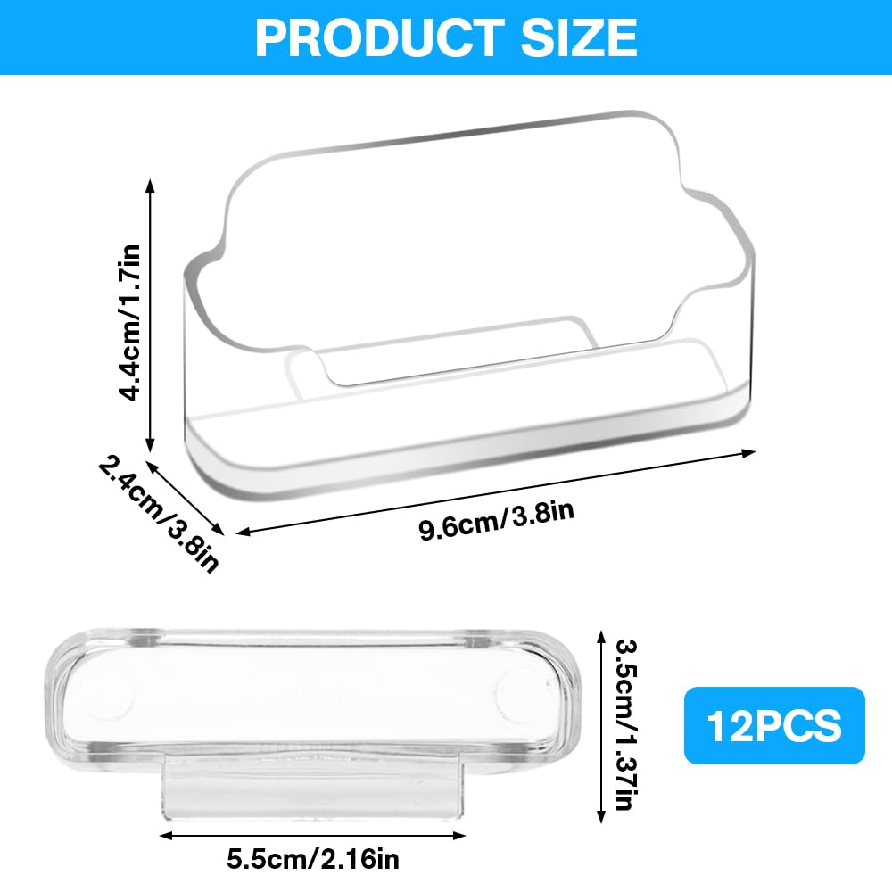 12 Piezas Soporte para Tarjeta de Visita Soporte Tarjetero Transparente Expositor de Tarjetas de Visita Plástico Organizador de Tarjetas para Oficina Hogar Hoteles(9,7 x 4,5 x 1,7 cm)