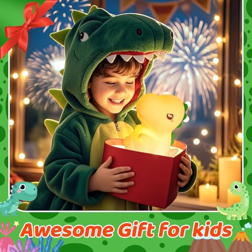 Image of Desidiya Dino Rechargeable Silicone Night Lamp - Dinosaur Night Lamp, Kids Night Light, Nursery Decor, Birthday Gift, Silicone LED Light