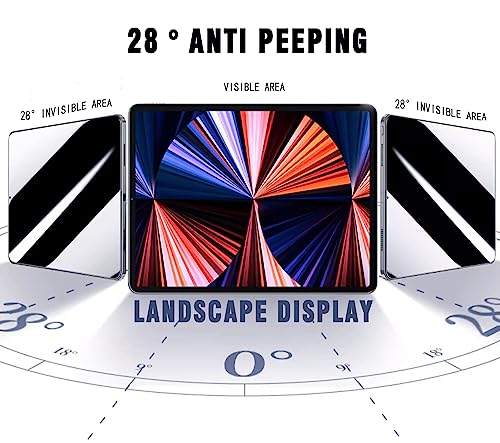 XINDERS Privacy Screen Protector for iPad 9th 8th 7th Generation (10.2 Inch, iPad 9/8/7, 2021/2020/2019) Tempered Glass Apple Pencil Compatible, 1 Pack