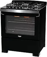 Fogão 5 Bocas Preto com Frente em Vidro Preto e Timer Digital Dako Diplomata Grill Bivolt