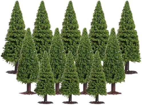 Christmas Village Set Mini Cedar Tree Landscape Cedar Tree 15pcs 1/100 1/150 1/200 Green Scenery Landscape Model s Model Woodland Scenics s Miniature