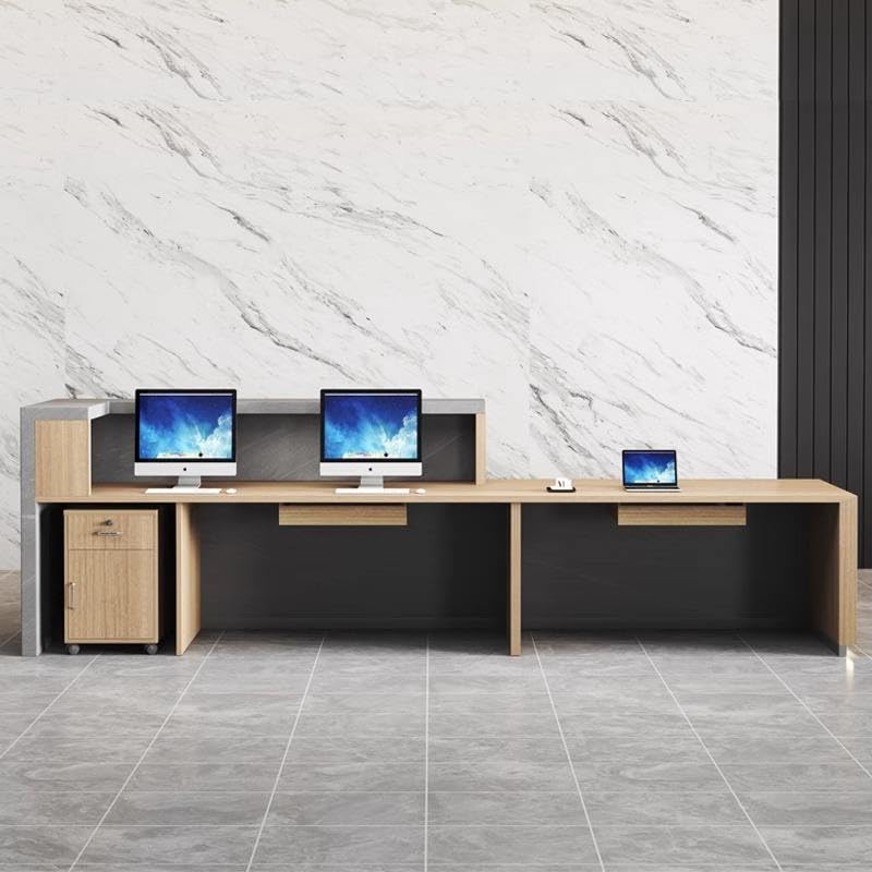Image of Executive Reception Counter Desk for Office Lobby, Corporate Entrance, Hotel Reception, Clinic Front Office, Showroom, Spa and Commercial Workspace - (RCT-203 MDFL L8W2)