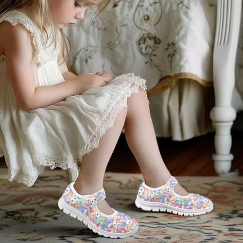 Little Girl Mary Jane Flats Shoes Slip on Sport Shoes Cartoon Sneaker for Girls Kids Comfortable Mesh School Shoes4