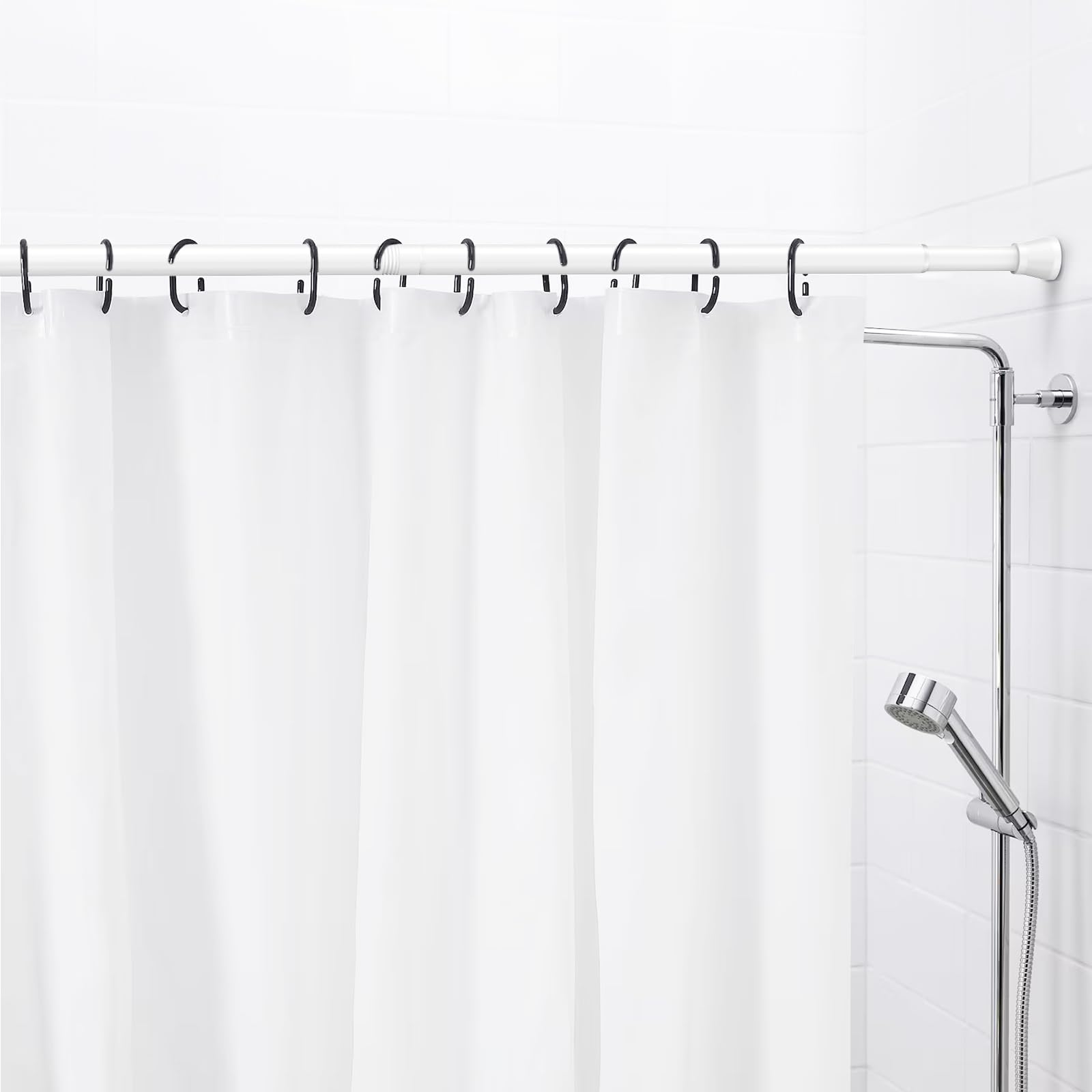 AIZESI Lot de 2 tringles à rideaux extensibles à ressort de 71 à 122 cm, tringle à rideaux réglable antidérapante, sans perçage pour fenêtre, salle de bain, porte - Blanc