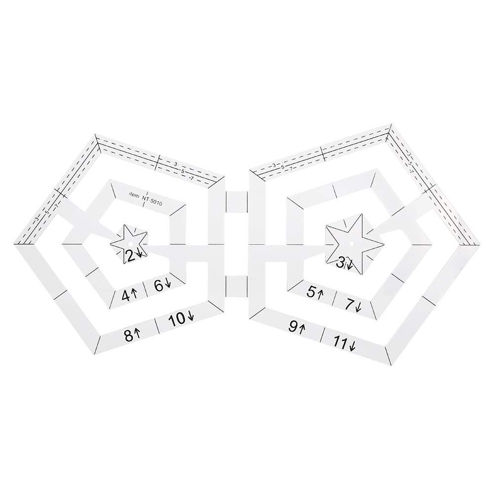 Heepdd As Shown Quilting Ruler, Transparent Acrylic Precision Cutting Tool For Pentagon Patchwork, Non-Slip Grid Markings Sewing Ruler For Quilters Crafters And Diy Enthusiasts