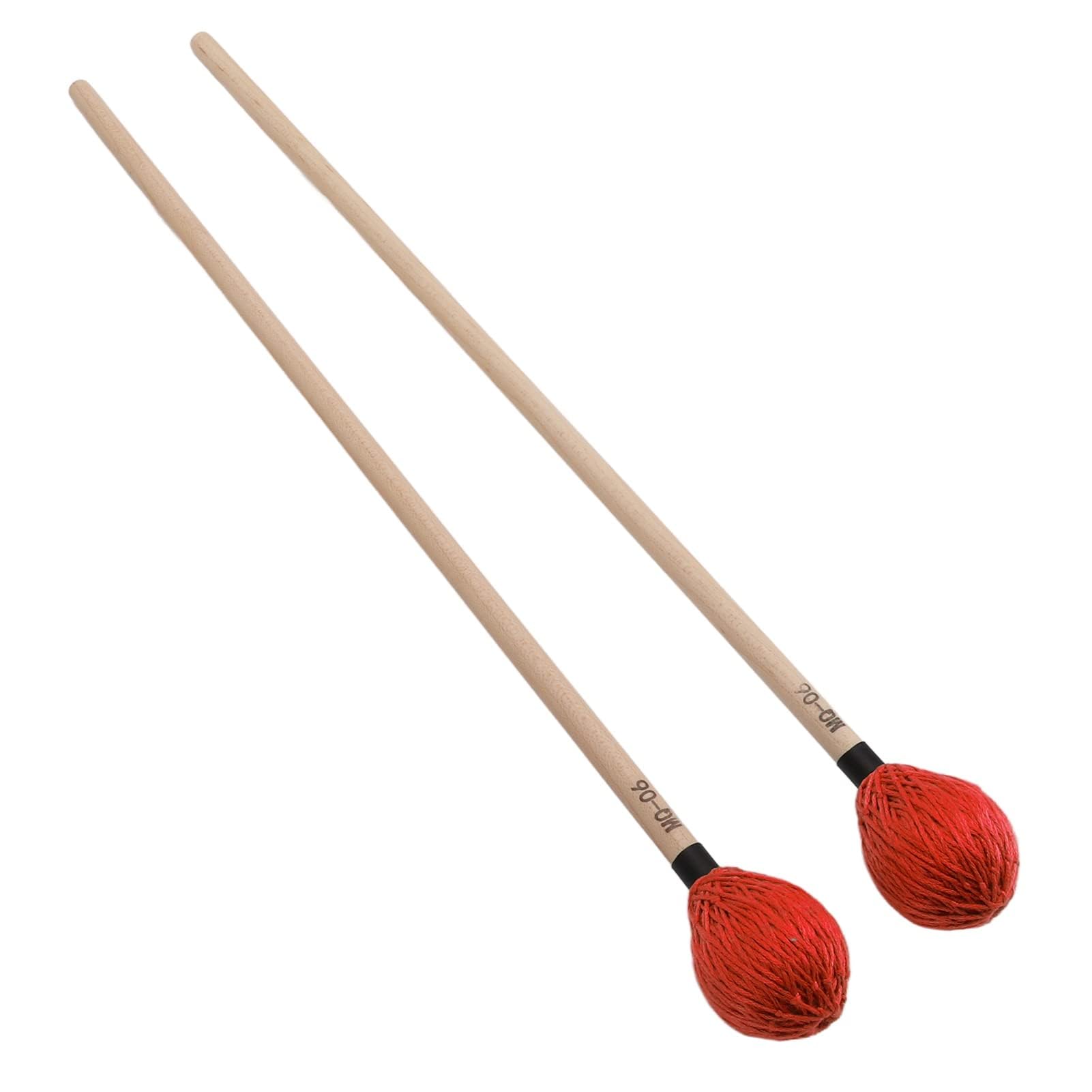 Mazo Medio Duro Mazo de Hilo Duro Liso Juego de 1 Par de Mazos de Marimba Profesionales para Instrumentos de Percusión Cabeza de Arce Resistente al Desgaste (Rojo)