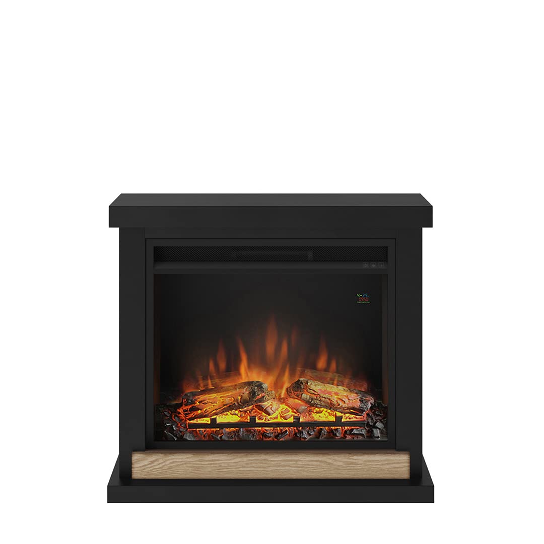 TAGU Hagen Camino elettrico con PowerFlame, riscaldamento e termostato, timer 7 giorni, effetto fiamma LED, telecomando (Nero intenso)
