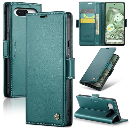 HAII Flip Wallet Case for Google Pixel 8a, with RFID Blocking Credit Card Slot Kickstand Magnetic Closure Protective Phone Cover Women Men for Google Pixel 8a (Green)