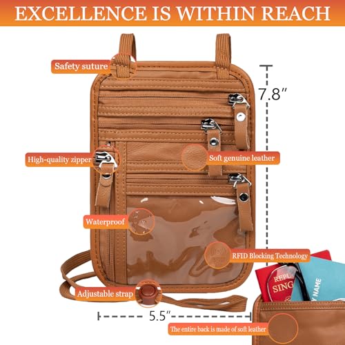 Neck Wallet - Rfid Wallet Women - passport holder for travel - Travel Wallet Passport Holder For Travel Women - 10.3x6.8inch (Yellowish Brown)3