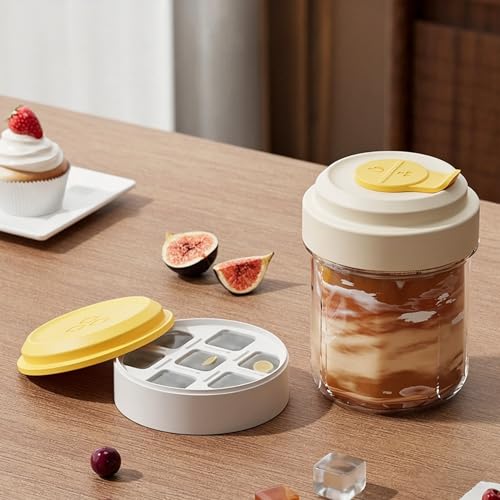 Xícara de chá e café gelado com câmara de gelo - Gota de gelo com botão, garrafa de bebida fria de plástico de 400 ml