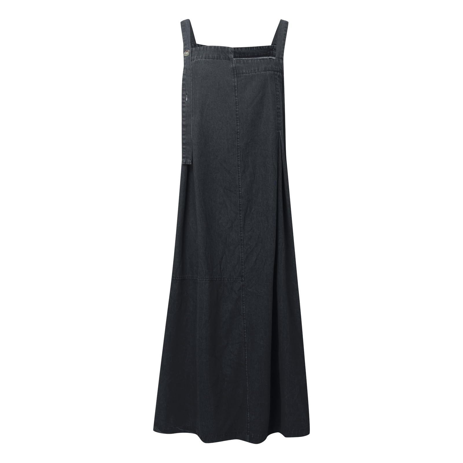 Gonna a salopette da donna, comoda, abito con pettorina, linea A, casual, autunnale, casual, spalline regolabili, leggera, con tasche, scollo quadrato, elegante, senza maniche, tinta unita
