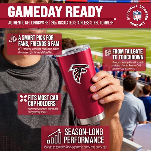 Image of Atlanta Falcons NFL 20oz Stainless Steel Insulated Tumbler, Slider Lid