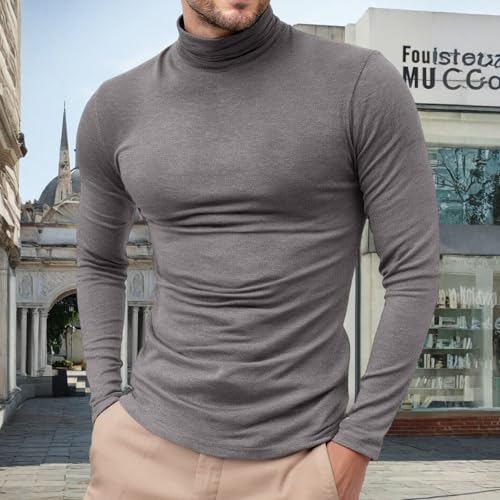 Mens Knitted Turtleneck Pullover Lightweight Long Sleeve Pullover Sweaters Basic Designed Stretch Slim Fit Sweaters2