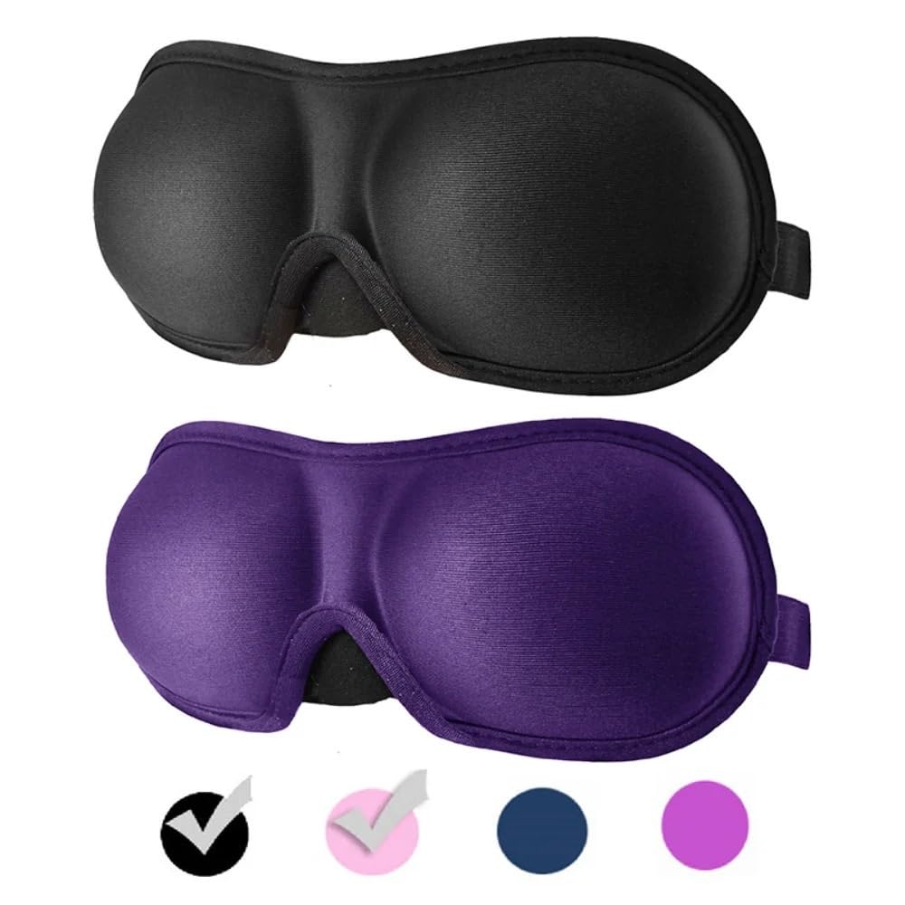 1 mascherina per dormire 3D naturale, per dormire, per uomini e donne, morbida, portatile, da viaggio (viola, 4 pezzi)