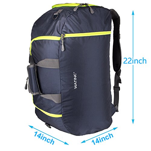 WATINC 50L 3-Way Travel Duffel Backpack travel backpacks Luggage Gym Sports Bag with Shoe Compartment(colorblue)