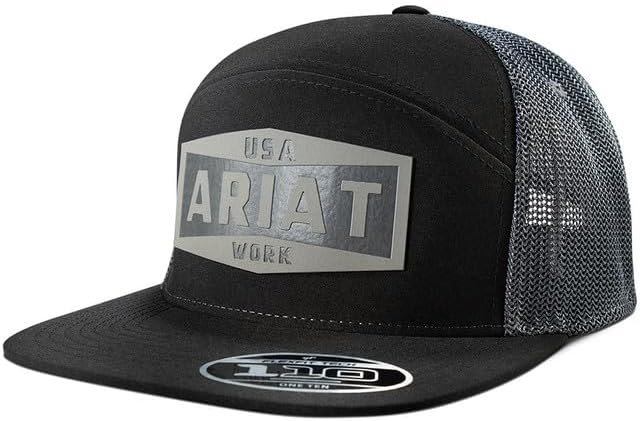 Work Mens Cap Baseball Hat Leather Patch Black