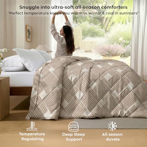 Image of AYKA Reversible AC Comforter 150 GSM Microfiber Summer Blanket Double Bed (90x100 Inches) | Floral Design Cooling Quilt for AC Room | Soft Breathable Duvet Peach & Cream