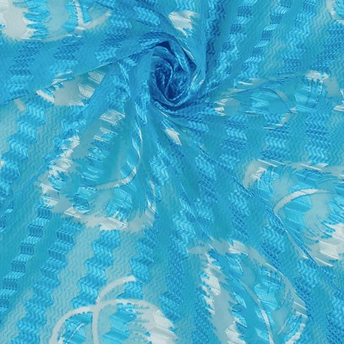 Image of Window Curtains 5 Feet Set of 10 | Leaf Design Transparent Sheer Curtain | Blue Polyester Window Curtain | Curtains for Living Room | 118 x 152 cm | Perfect for Home Decor