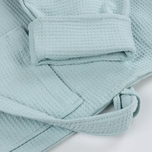 Image of Superior Waffle Weave Cotton Unisex Bathrobe with Belt, Soft and Absorbent Robe for Men and Women Bath Essentials Robes