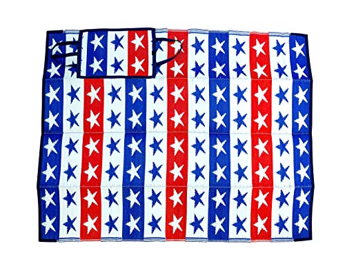 Camco Handy Mat | Ideal for Picnics, Beaches, RVing, and Outings | Weatherproof | Stars and Strips Pattern (42818), Large, Red White Blue