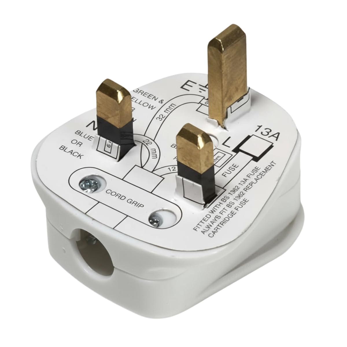 AXIOM 13Amp Fused Mains Plug top, UK 3A to BS1363 Mains 3-Pin, White, Single CE Certified (1)