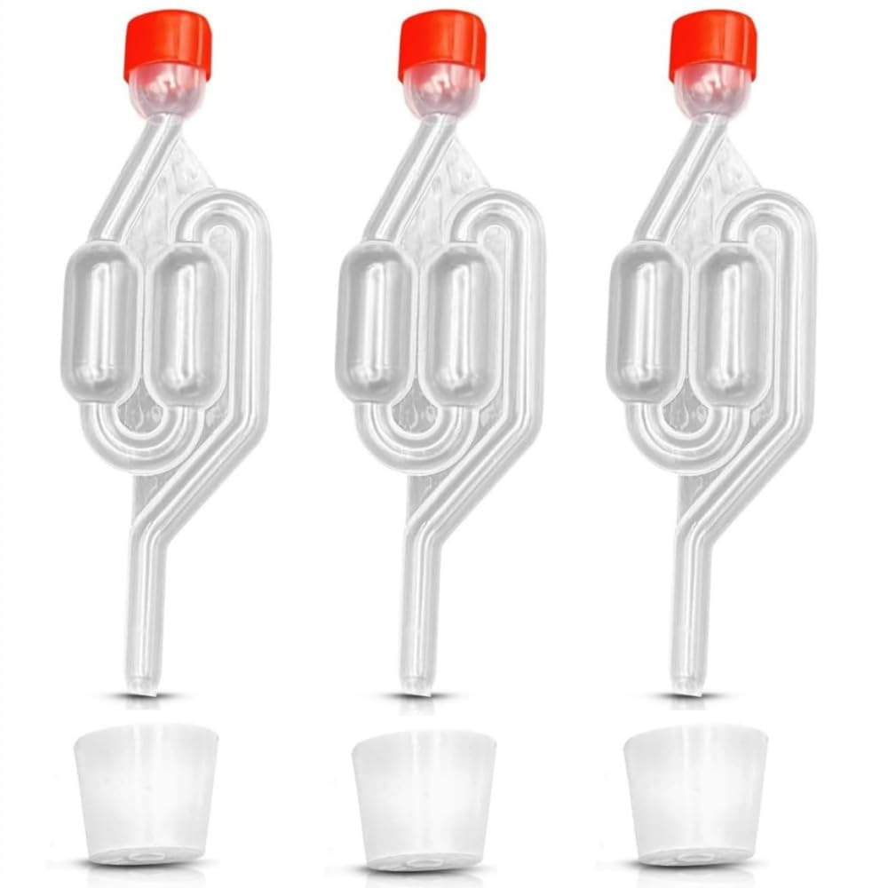 2 Set Fermentation Airlocks and Bung Set Plastic Bubbler Air Lock for Home Brewing Essential Equipment for Wine Making and Cider Making (3)