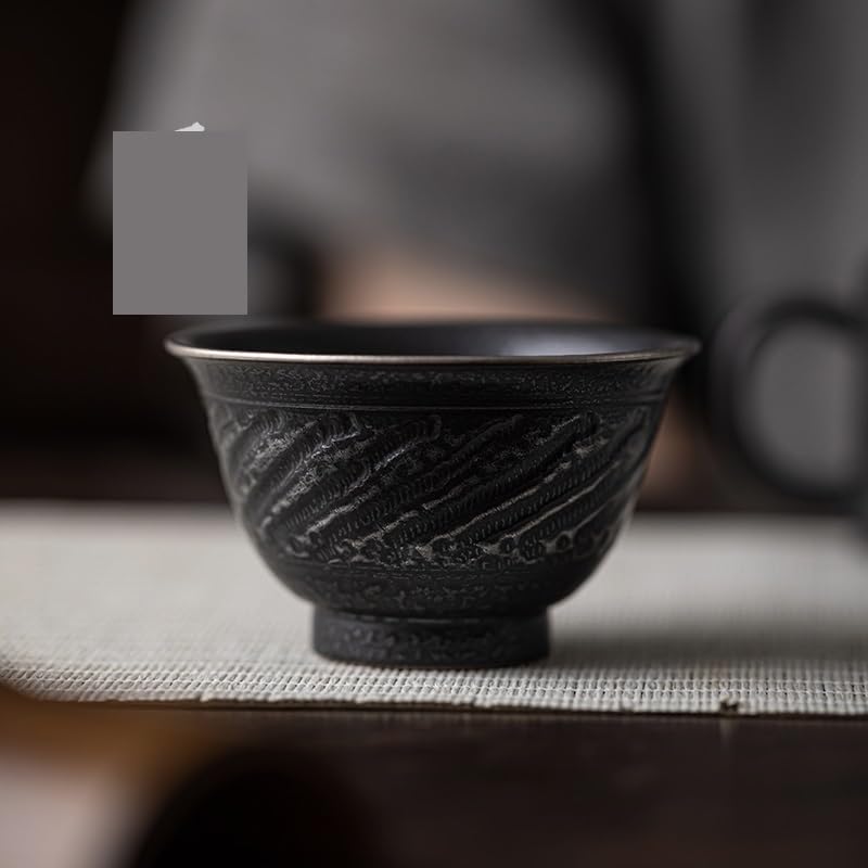 Filiżanki Matcha Handmade: filiżanka do herbaty ceramiczna filiżanka do herbaty starożytna czarna pozłacana srebrna filiżanka do herbaty właściciel pojedyncza filiżanka miska do herbaty zestaw
