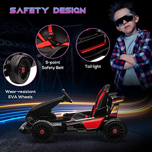 Aosom 24V 7.5 Mph Electric Go Kart, Drifting Car For Kids With Remote Control, Music, Horn Honking, Outdoor Ride On Toy Toys For 6-12 Years Old #TOP6