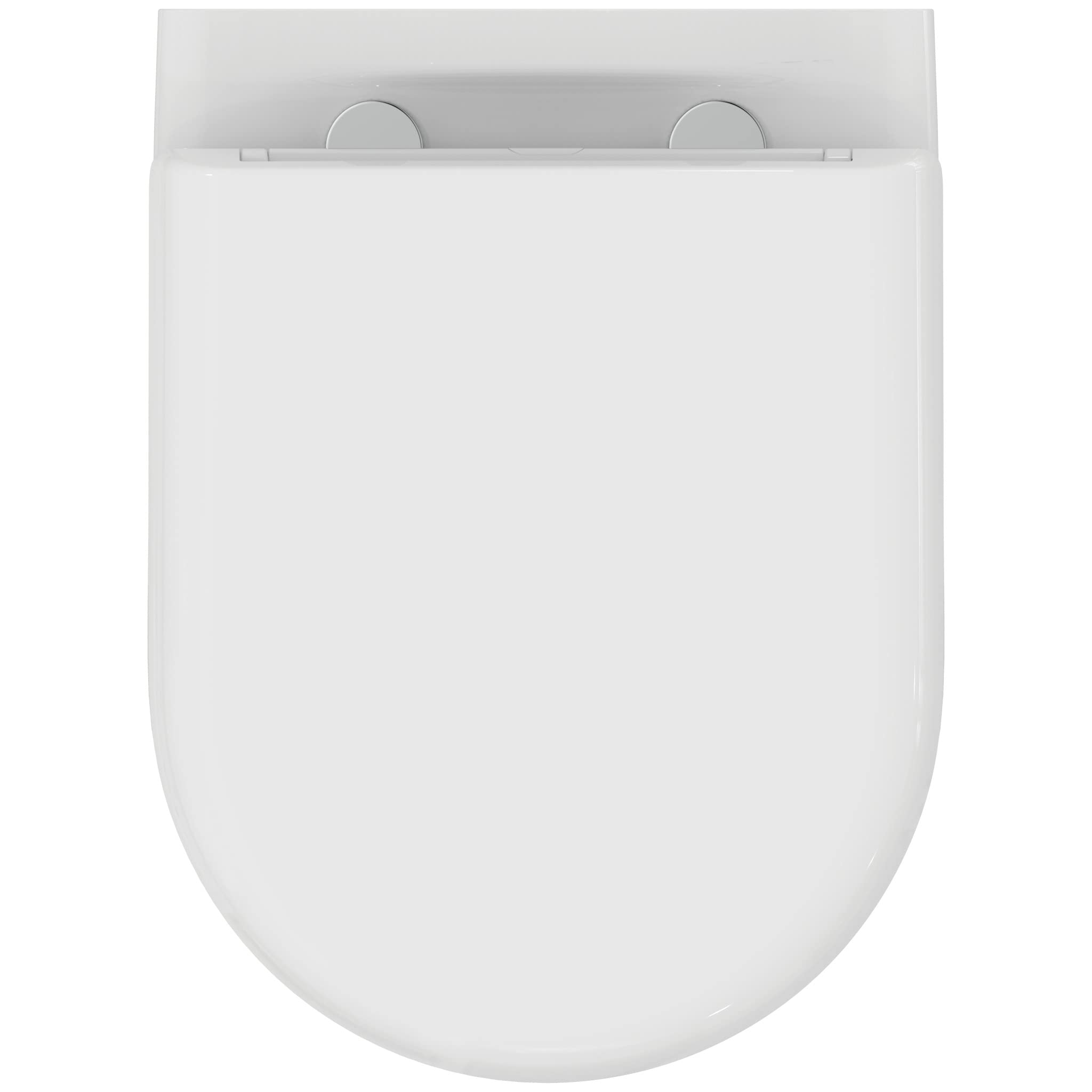 Ideal Standard - Exacto, Inodoro suspendido sin borde que ahorra espacio, Inodoro en forma de D con asiento de cierre lento, Embalaje E dedicado al transporte de cerámica, Blanco