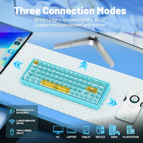 Teclado Mecánico Base68 65% Inalámbrico Bluetooth RF USB-C miniatura 3