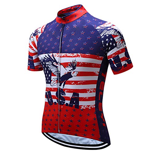 JPO JPO Men's Cycling Jersey Summer Cycling Shirt Short Sleeve Bicycle Clothing Breathable Full Zipper Bicycle Jacket with 3 Pockets, Cc6356, M For Chest 35.4-37.8