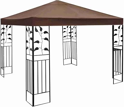 10x10 Ft Gazebo Canopy Roof Top Replacement Cover, Gazebo Replacement Roof UV-Resistant Waterproof Polyester Cloth,for Outdoor Garden Yard Patio Cover Brown 10x10 Ft/300x300cm