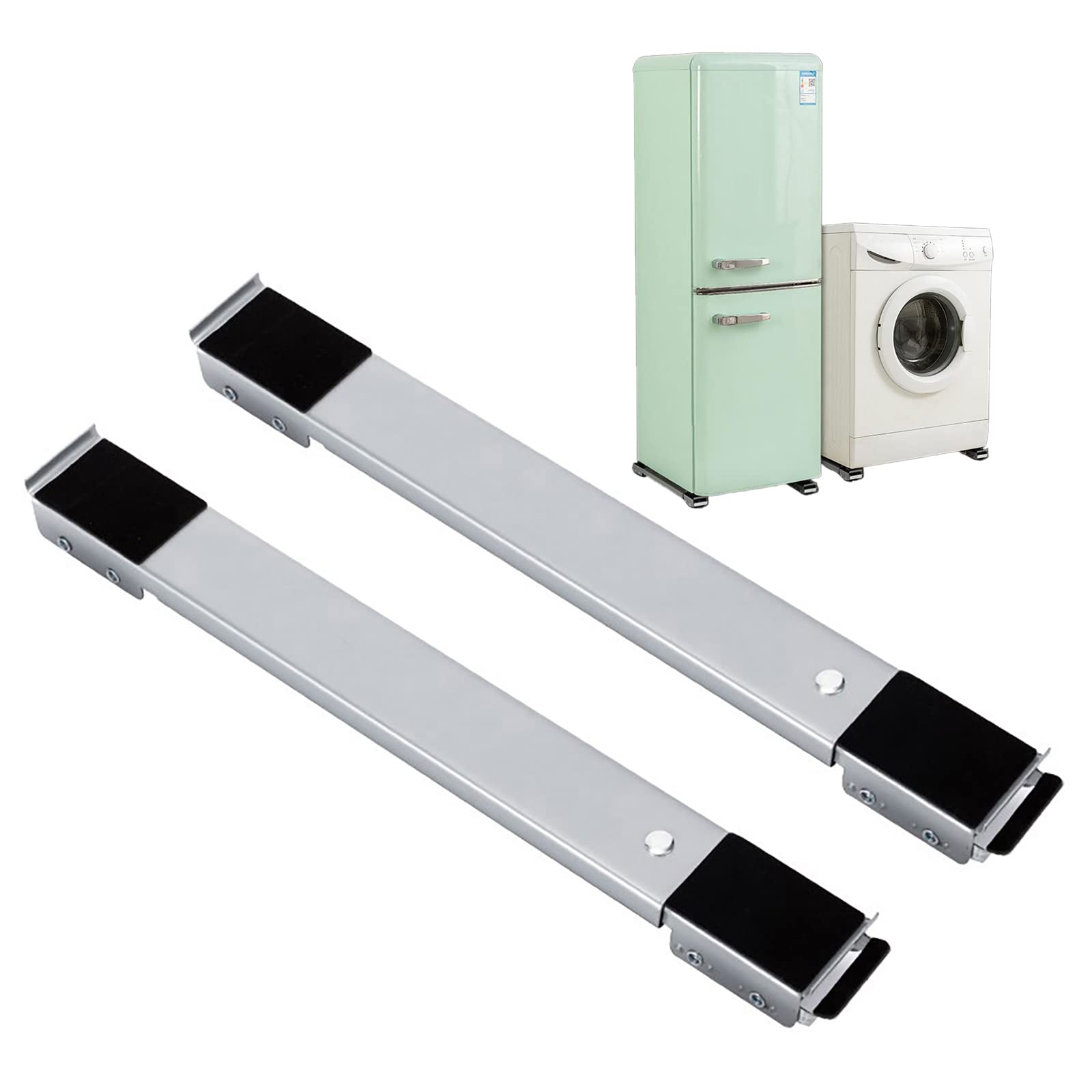 Support Extensible 150kg Supports Roulettes Meubles 150kg - Paire Bases Mobiles Pour Réfrigérateur, Lave-linge, Canapé Supports Antidérapants Frein