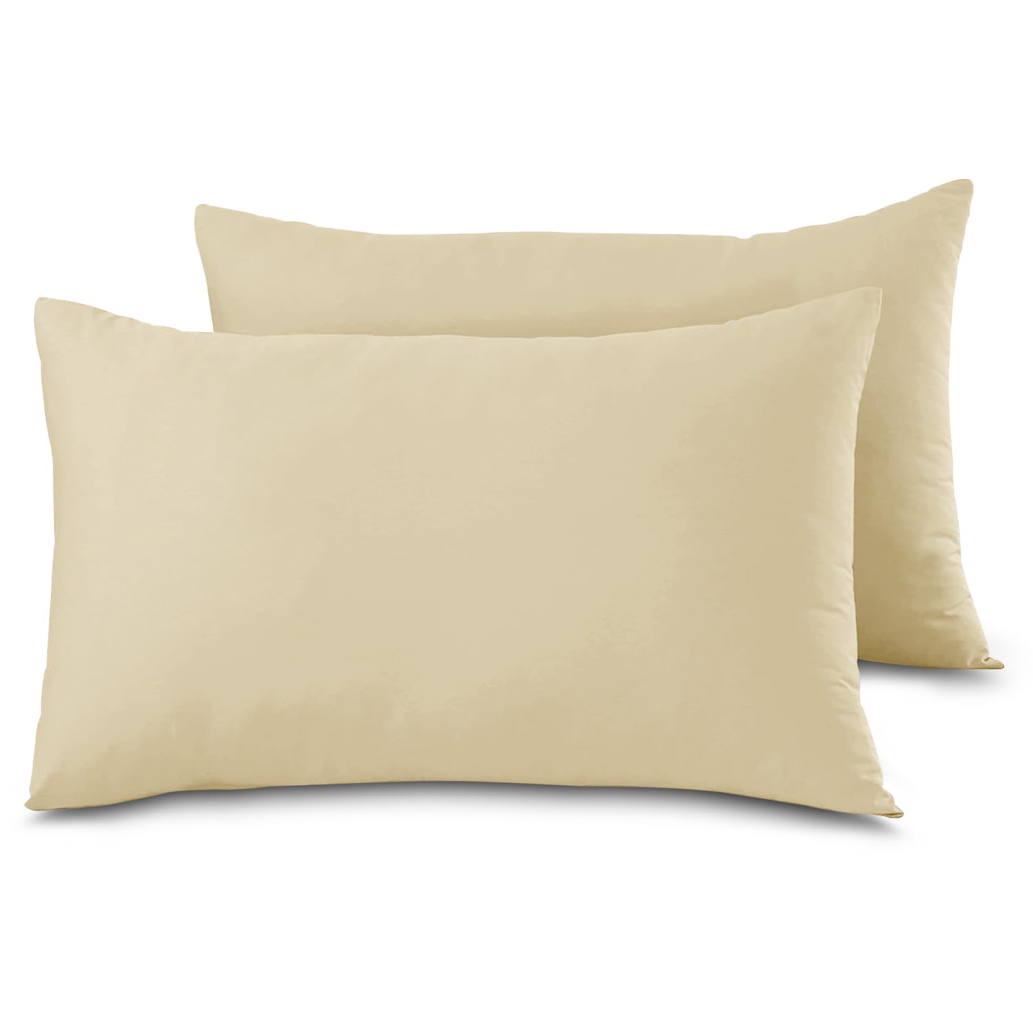 Gc Gaveno Cavailia Cream Housewife Pillow Cases 2 Pack Bedroom | Pillow Covers | Polycotton Plain Dyed Housewife Bedding Pillowcases Pair With Envelope Closure - 48X74cm (Cream)