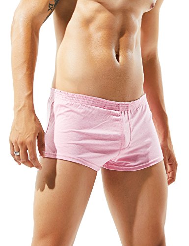 SEOBEAN Men's Low Rise Cotton Trunk Lounge Boxer Brief 3 Colors